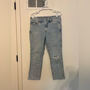 Gap Women’s Vintage Slim-Straight Distressed Mid-Rise Light Wash Jeans